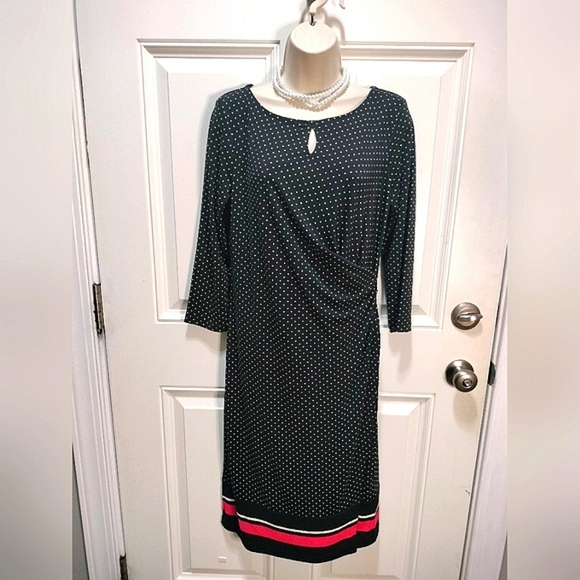 Talbots Elegant Black and White Long Sleeve Dress - Picture 2 of 5